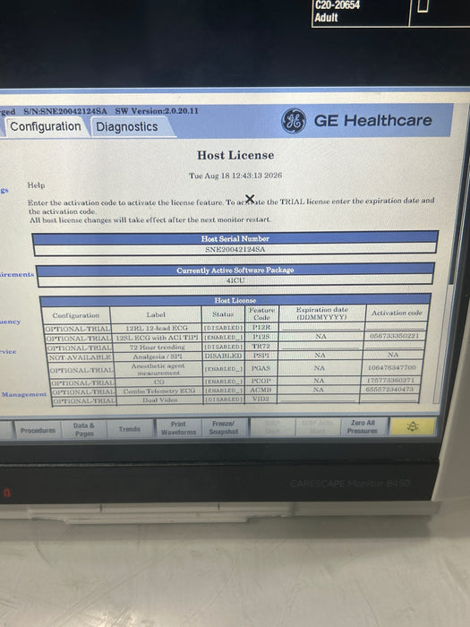 GE Healthcare Carescape B450 Critical Care Patient Monitor