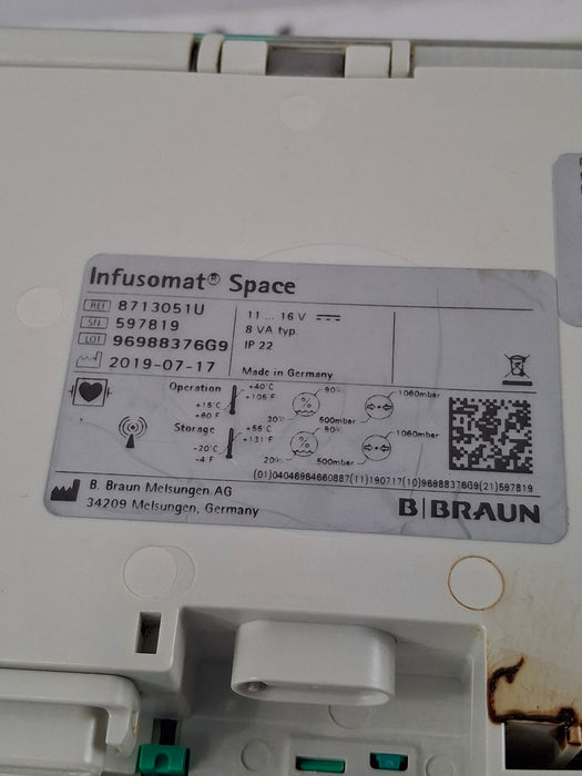 B. Braun Infusomat Space w/Pole Clamp & AC Adapter Infusion Pump