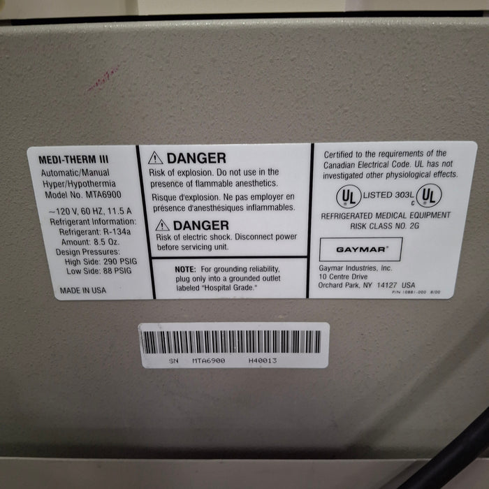 Gaymar Medi-Therm III MTA6900 Hyper/Hypothermia Machine