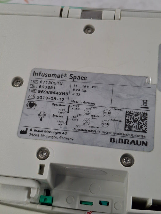 B. Braun Infusomat Space w/Pole Clamp & AC Adapter Infusion Pump