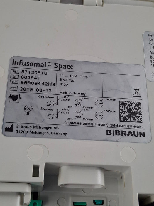 B. Braun Infusomat Space w/Pole Clamp & AC Adapter Infusion Pump