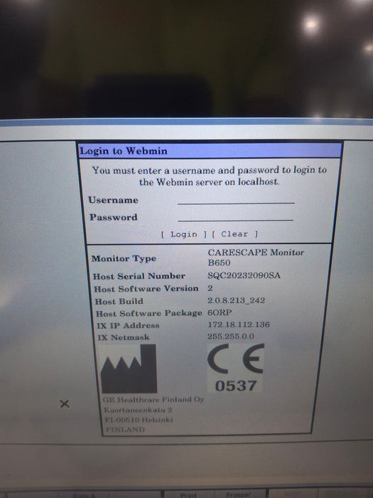 GE Healthcare Carescape B650 Anesthesia Care Patient Monitor