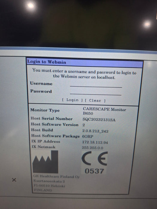 GE Healthcare Carescape B650 Anesthesia Care Patient Monitor
