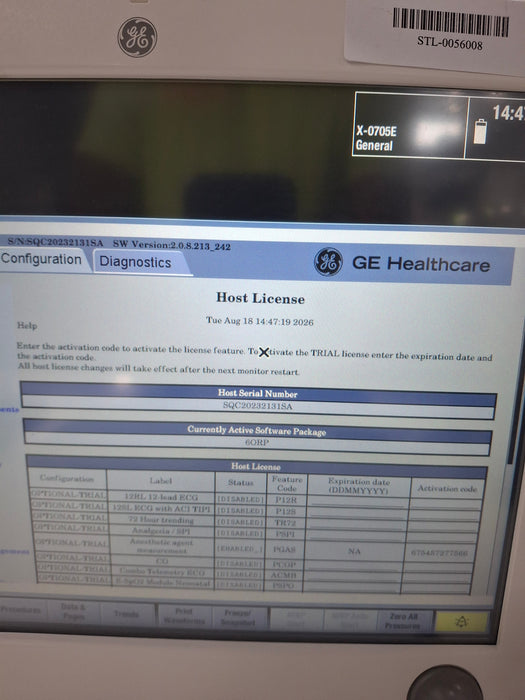 GE Healthcare Carescape B650 Anesthesia Care Patient Monitor