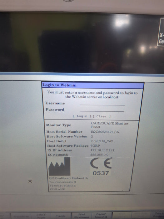 GE Healthcare Carescape B650 Anesthesia Care Patient Monitor