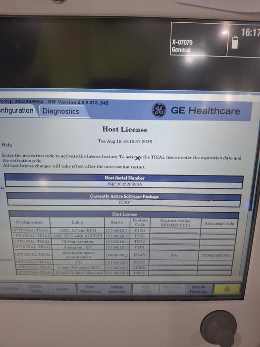 GE Healthcare Carescape B650 Anesthesia Care Patient Monitor