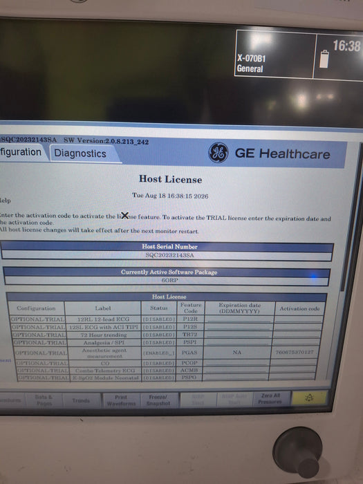 GE Healthcare Carescape B650 Anesthesia Care Patient Monitor