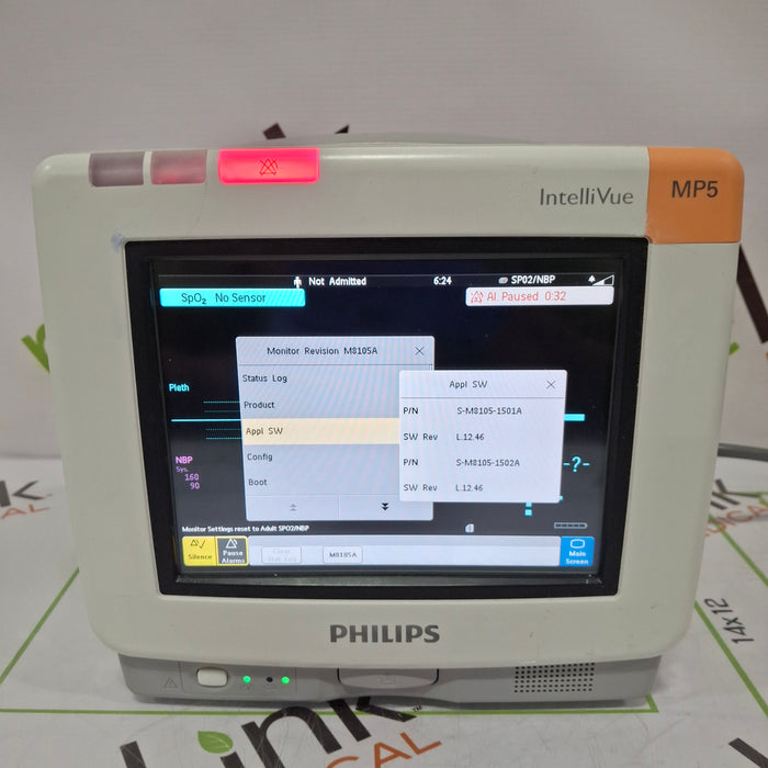 Philips Intellivue MP5 - ECG, Fast SpO2, NIBP Patient Monitor
