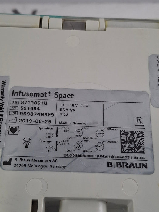 B. Braun Infusomat Space w/Pole Clamp & AC Adapter Infusion Pump
