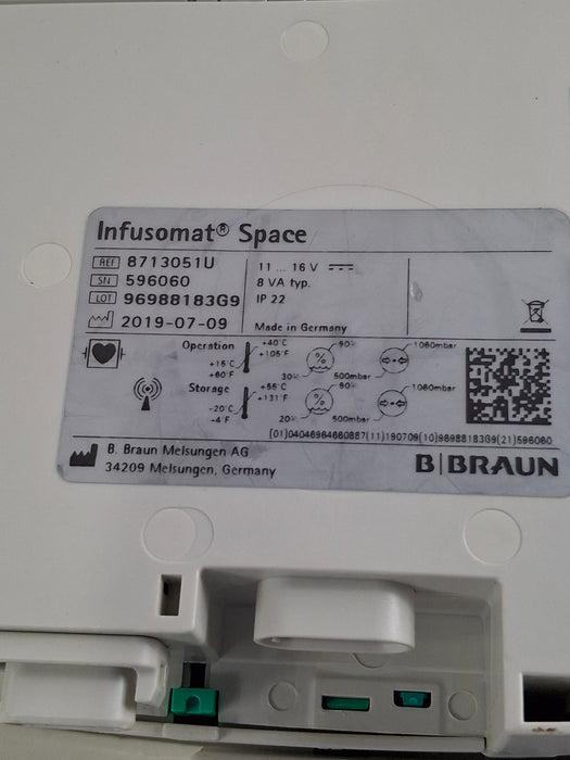 B. Braun Infusomat Space w/Pole Clamp & AC Adapter Infusion Pump