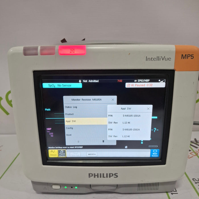 Philips Intellivue MP5 - ECG, Fast SpO2, NIBP Patient Monitor