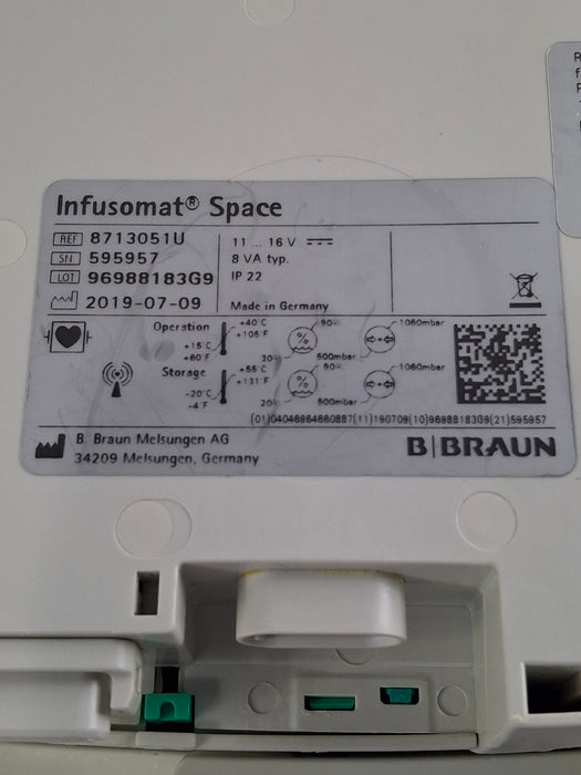 B. Braun Infusomat Space w/Pole Clamp & AC Adapter Infusion Pump