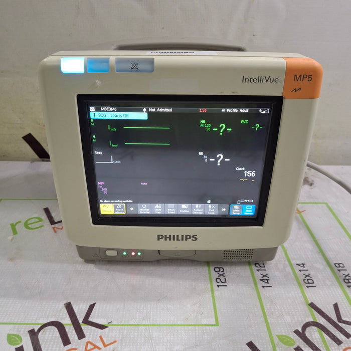 Philips IntelliVue MP5 Fast SpO2, 12XL ECG, NIBP, IBP, Temp, CO2 Patient Monitor