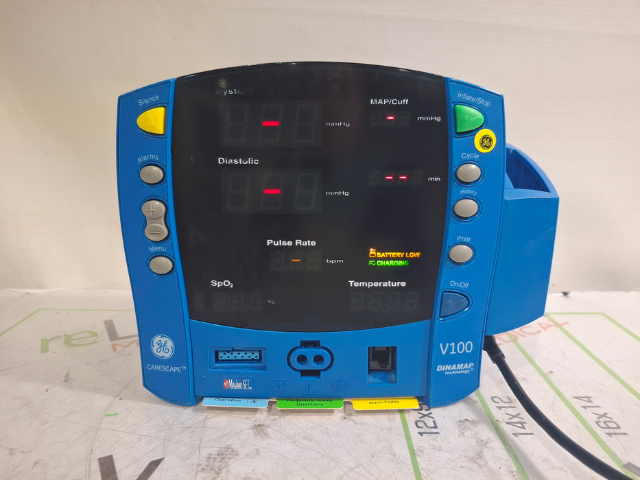 GE Healthcare Dinamap V100 - NIBP, SpO2, Temp Vital Signs Monitor