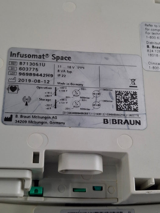 B. Braun Infusomat Space w/Pole Clamp & AC Adapter Infusion Pump