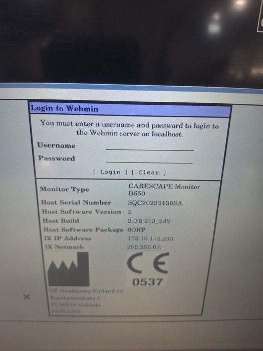 GE Healthcare Carescape B650 Anesthesia Care Patient Monitor
