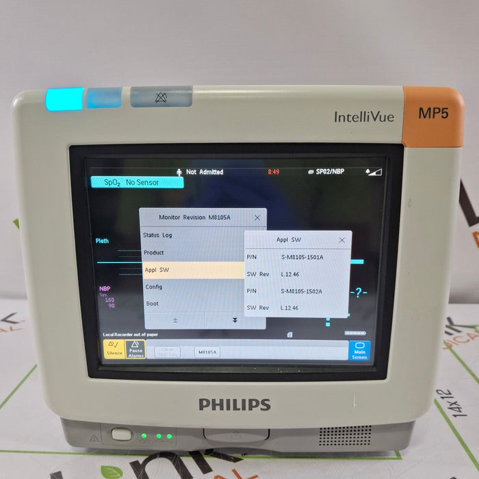 Philips Intellivue MP5 - ECG, SpO2, NBP, CO2 Patient Monitor