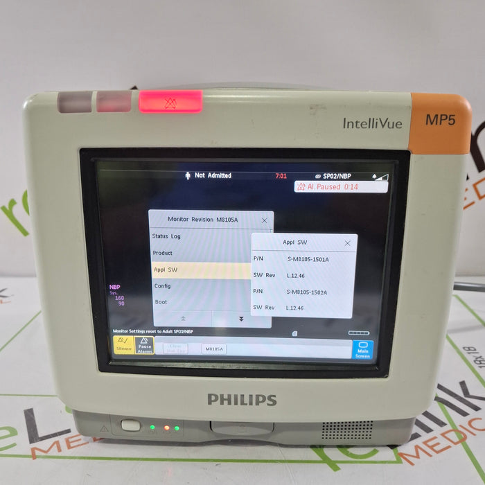 Philips Intellivue MP5 - ECG, Fast SpO2, NIBP Patient Monitor