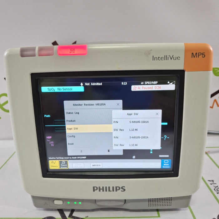 Philips Intellivue MP5 - ECG, Fast SpO2, NIBP Patient Monitor