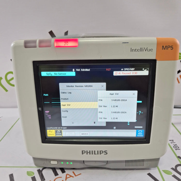Philips Intellivue MP5 - ECG, Fast SpO2, NIBP Patient Monitor