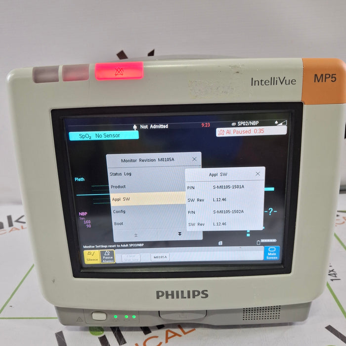 Philips Intellivue MP5 - ECG, Fast SpO2, NIBP Patient Monitor