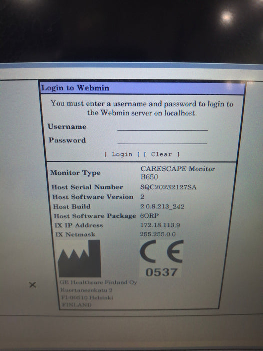GE Healthcare Carescape B650 Anesthesia Care Patient Monitor