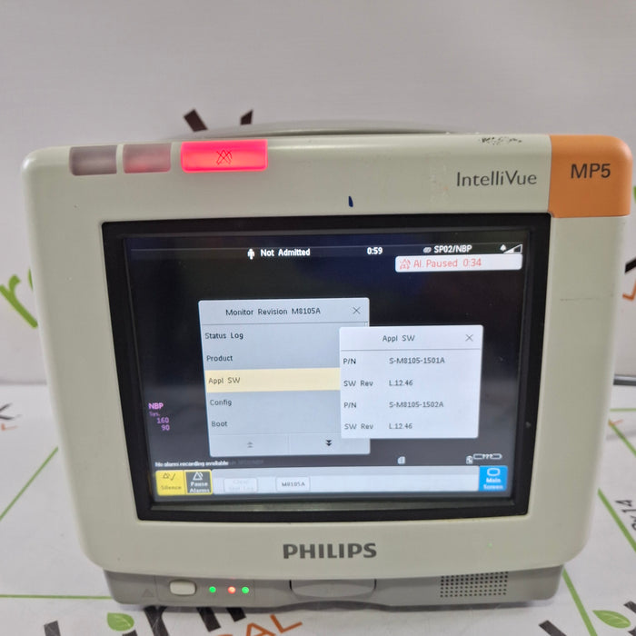 Philips Intellivue MP5 - ECG, Fast SpO2, NIBP Patient Monitor