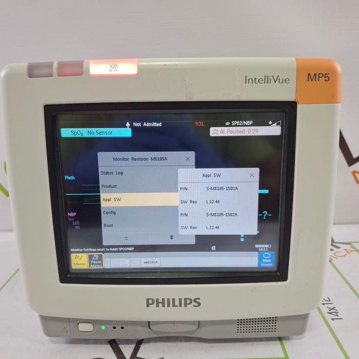 Philips Intellivue MP5 - ECG, Fast SpO2, NIBP Patient Monitor
