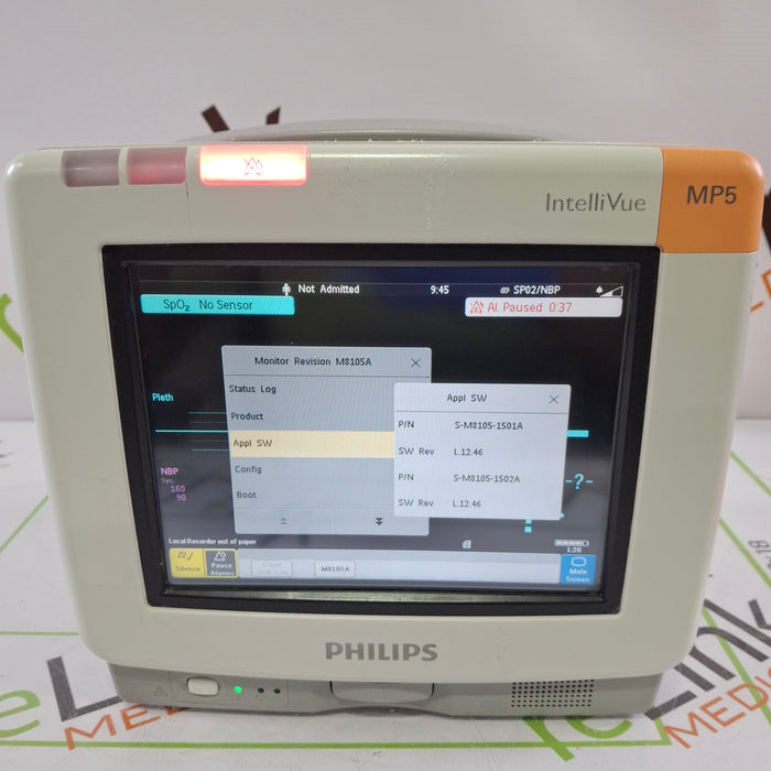 Philips Intellivue MP5 - ECG, Fast SpO2, NIBP Patient Monitor
