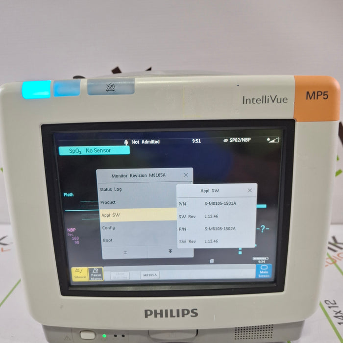 Philips Intellivue MP5 - ECG, Fast SpO2, NIBP Patient Monitor