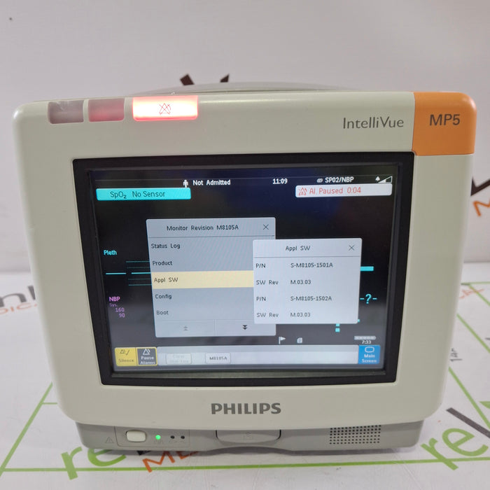 Philips Intellivue MP5 - ECG, Fast SpO2, NIBP Patient Monitor