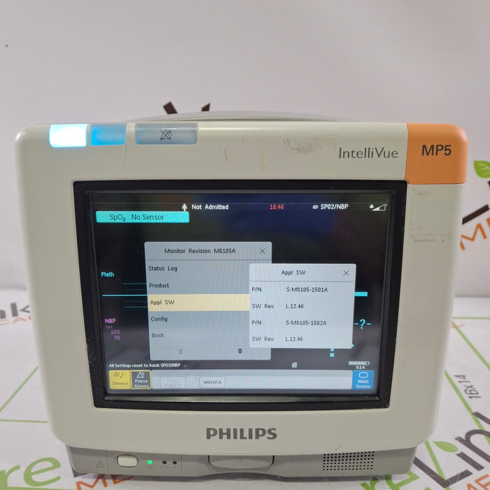 Philips Intellivue MP5 - ECG, Fast SpO2, NIBP Patient Monitor