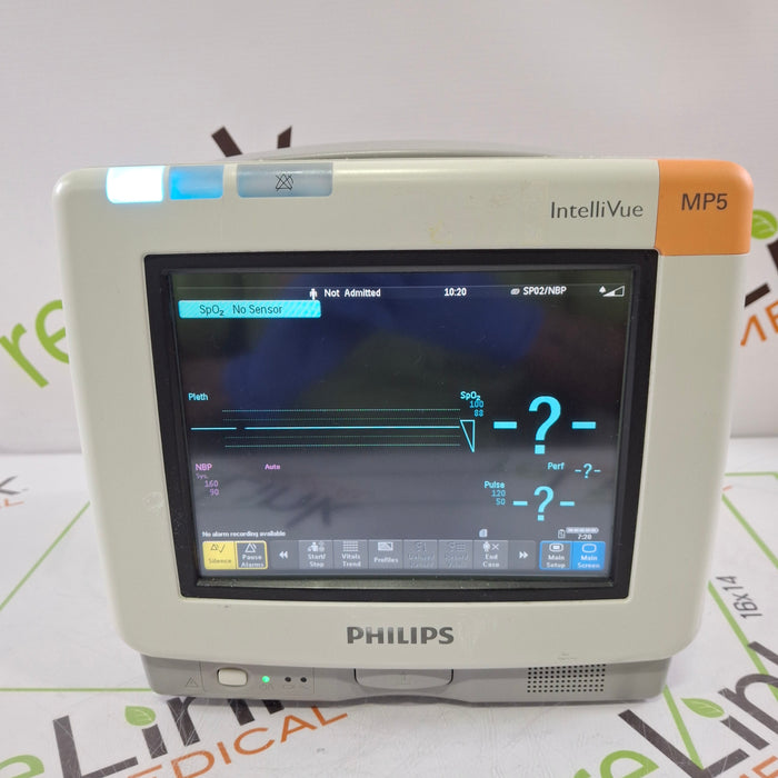 Philips Intellivue MP5 - ECG, Fast SpO2, NIBP Patient Monitor