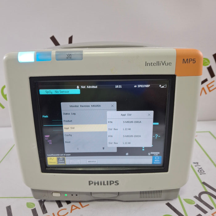 Philips Intellivue MP5 - ECG, Fast SpO2, NIBP Patient Monitor