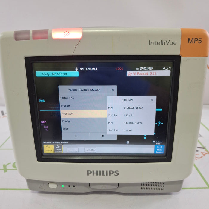 Philips Intellivue MP5 - ECG, Fast SpO2, NIBP Patient Monitor