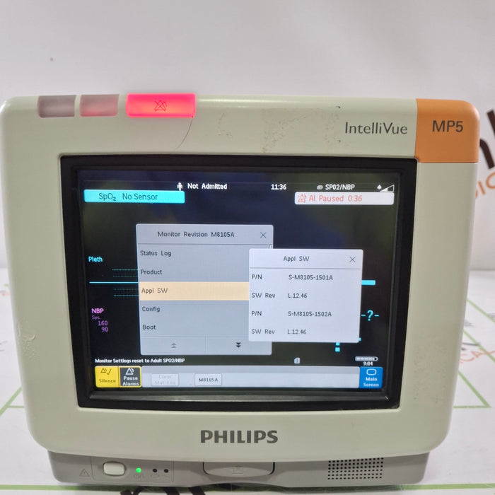 Philips Intellivue MP5 - ECG, Fast SpO2, NIBP Patient Monitor