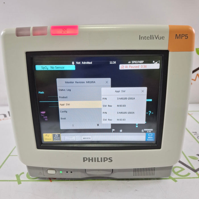 Philips Intellivue MP5 - ECG, Fast SpO2, NIBP Patient Monitor