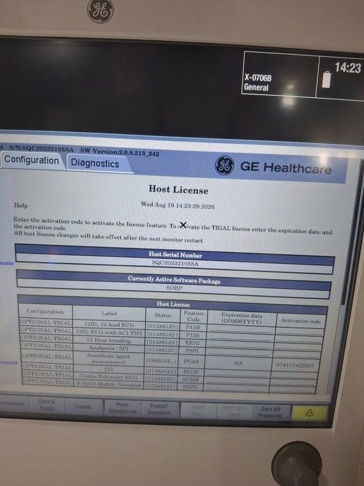 GE Healthcare Carescape B650 Anesthesia Care Patient Monitor