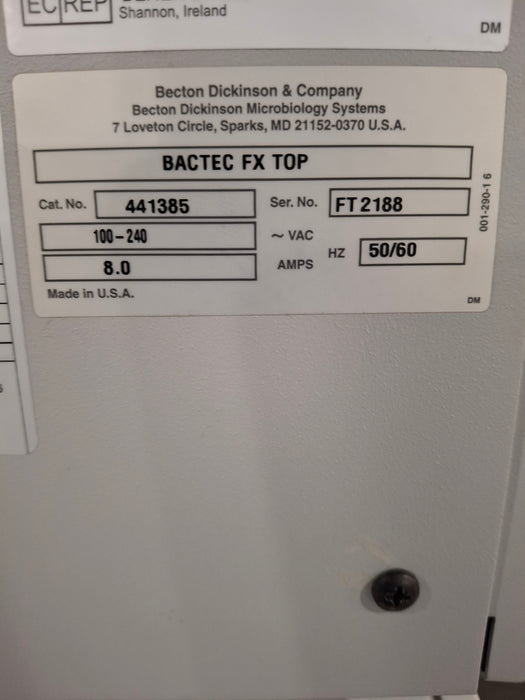 Becton Dickinson Bactec FX Blood Culture System