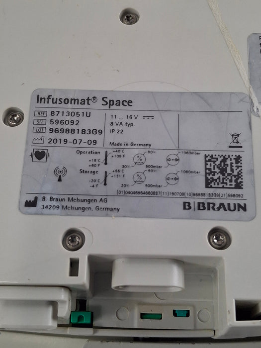 B. Braun Infusomat Space w/Pole Clamp Infusion Pump