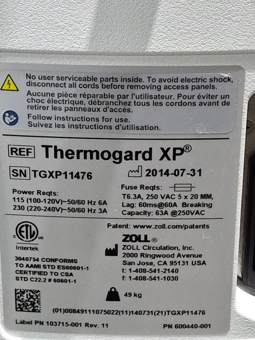 Zoll Thermogard XP Temperature Management System