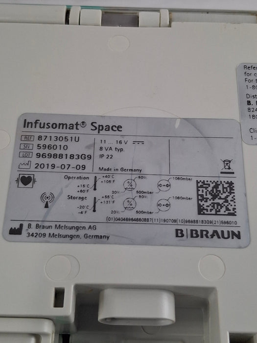 B. Braun Infusomat Space w/Pole Clamp Infusion Pump
