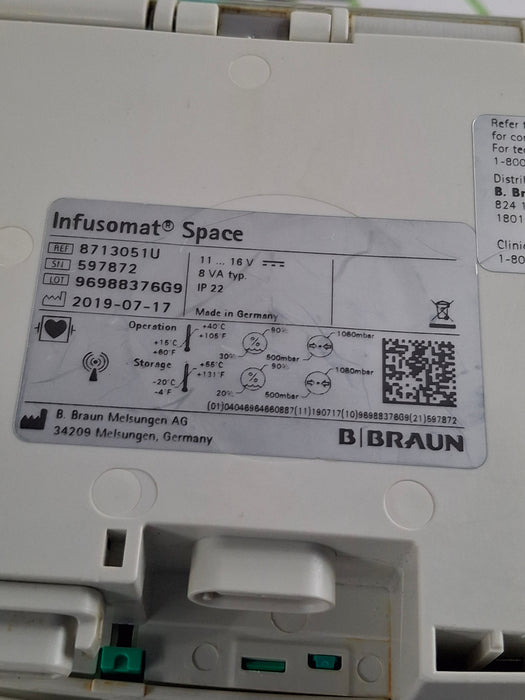 B. Braun Infusomat Space w/Pole Clamp Infusion Pump