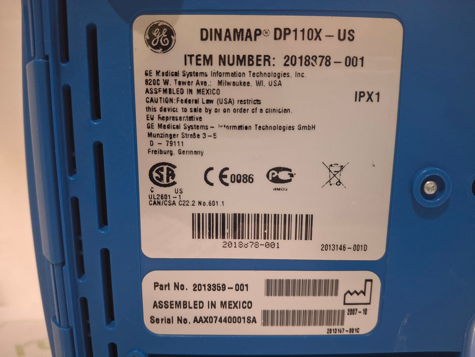 GE Healthcare Dinamap Pro 100V2 Patient Monitor