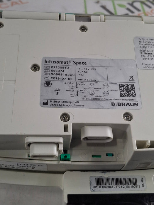 B. Braun Infusomat Space w/Pole Clamp Infusion Pump