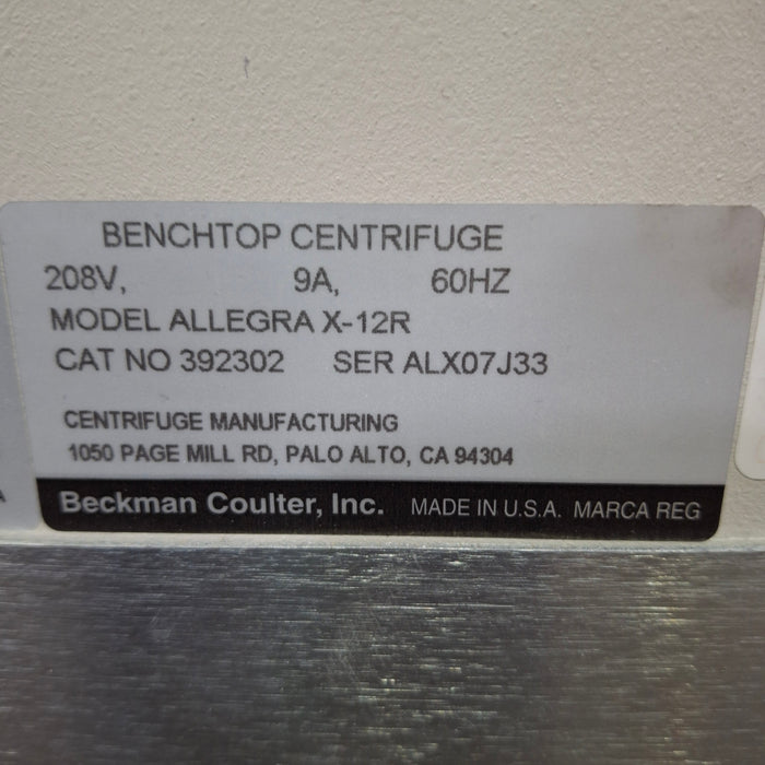 Beckman Coulter Benchtop Centrifuge Allegra X-12R Centrifuge