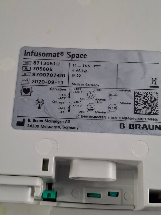 B. Braun Infusomat Space w/Pole Clamp & AC Adapter Infusion Pump