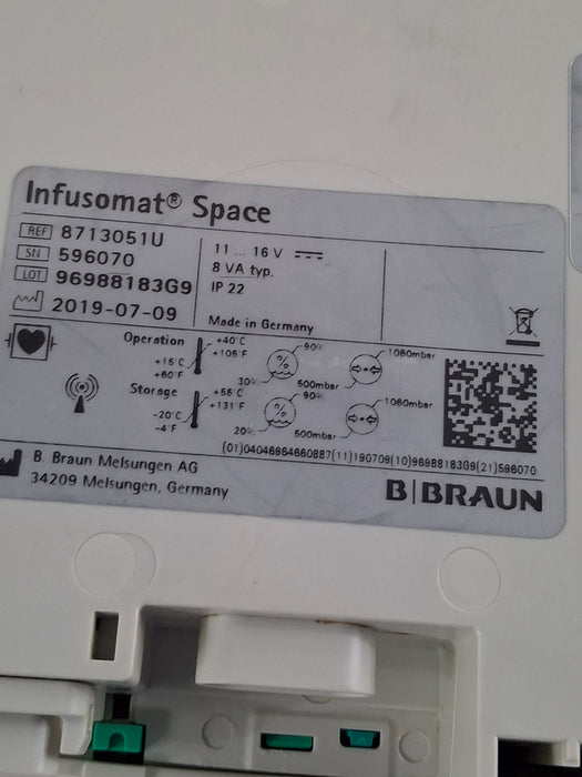 B. Braun Infusomat Space w/Pole Clamp Infusion Pump
