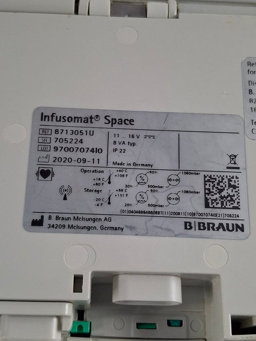 B. Braun Infusomat Space w/Pole Clamp Infusion Pump