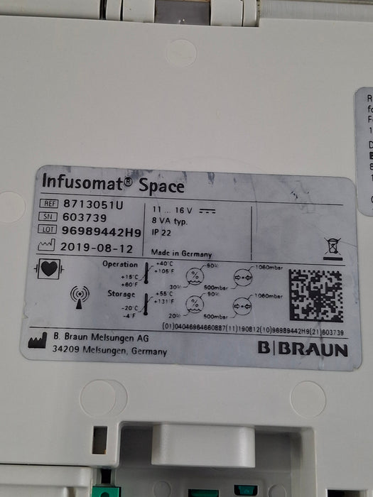 B. Braun Infusomat Space w/Pole Clamp Infusion Pump
